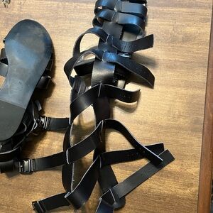 Free People Black Leather Sandals